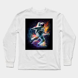 Astronaut dancing in space cosmos Long Sleeve T-Shirt